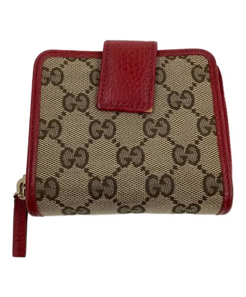 GUCCI（グッチ）GUCCI (グッチ) ミニウォレット ベージュ×レッドの古着・服飾アイテム