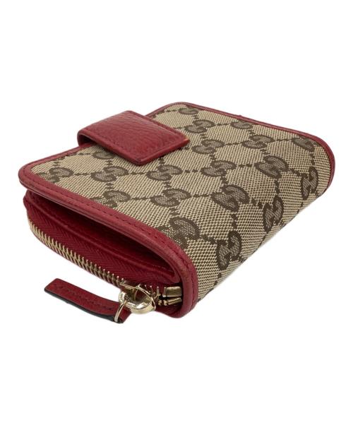 GUCCI（グッチ）GUCCI (グッチ) ミニウォレット ベージュ×レッドの古着・服飾アイテム