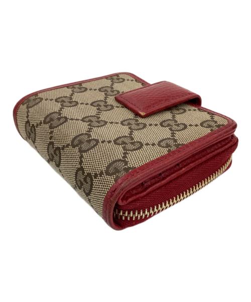 GUCCI（グッチ）GUCCI (グッチ) ミニウォレット ベージュ×レッドの古着・服飾アイテム