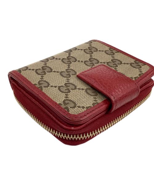 GUCCI（グッチ）GUCCI (グッチ) ミニウォレット ベージュ×レッドの古着・服飾アイテム