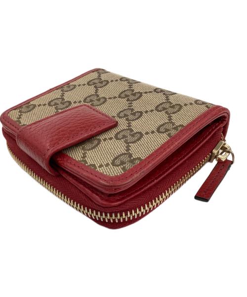 GUCCI（グッチ）GUCCI (グッチ) ミニウォレット ベージュ×レッドの古着・服飾アイテム