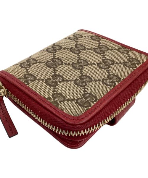 GUCCI（グッチ）GUCCI (グッチ) ミニウォレット ベージュ×レッドの古着・服飾アイテム