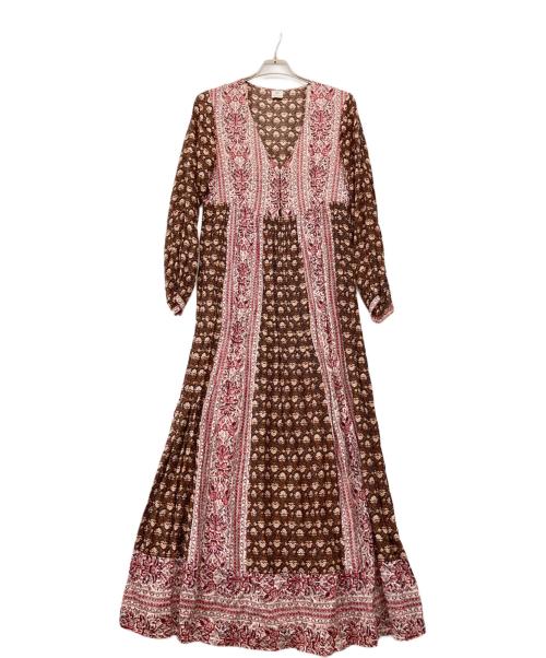6(ROKU) BEAUTY&YOUTH（ロク ビューティーアンドユース）6(ROKU) BEAUTY&YOUTH (ロク ビューティーアンドユース) COTTON SILK LONG TIE ONE PIECE エンジ サイズ:38の古着・服飾アイテム