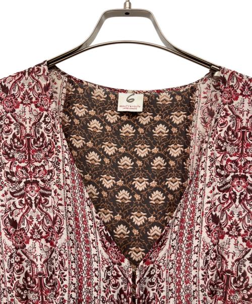6(ROKU) BEAUTY&YOUTH（ロク ビューティーアンドユース）6(ROKU) BEAUTY&YOUTH (ロク ビューティーアンドユース) COTTON SILK LONG TIE ONE PIECE エンジ サイズ:38の古着・服飾アイテム