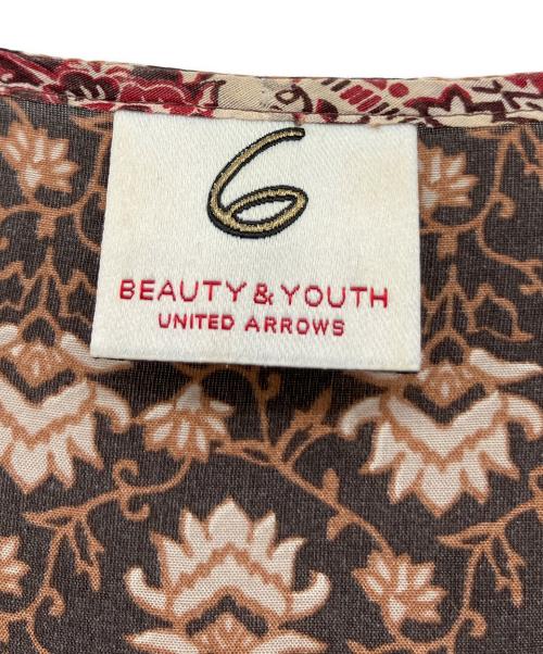 6(ROKU) BEAUTY&YOUTH（ロク ビューティーアンドユース）6(ROKU) BEAUTY&YOUTH (ロク ビューティーアンドユース) COTTON SILK LONG TIE ONE PIECE エンジ サイズ:38の古着・服飾アイテム