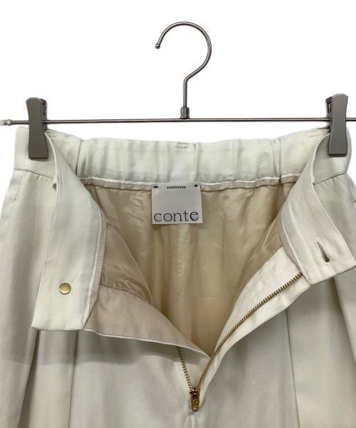 Conte（コンテ）Conte (コンテ) UNITED ARROWS (ユナイテッドアローズ) スエードライク タックワイドパンツ アイボリー サイズ:38の古着・服飾アイテム