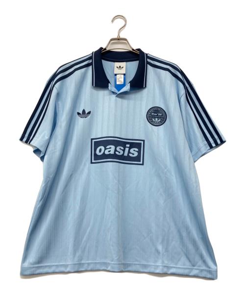 adidas（アディダス）adidas (アディダス) oasis (オアシス) ツアージャガードジャージポロシャツ スカイブルー サイズ:2XL 未使用品の古着・服飾アイテム