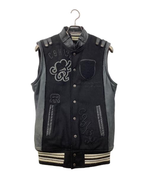 Roen（ロエン）Roen (ロエン) 袖レザースタジャン ブラック サイズ:46の古着・服飾アイテム