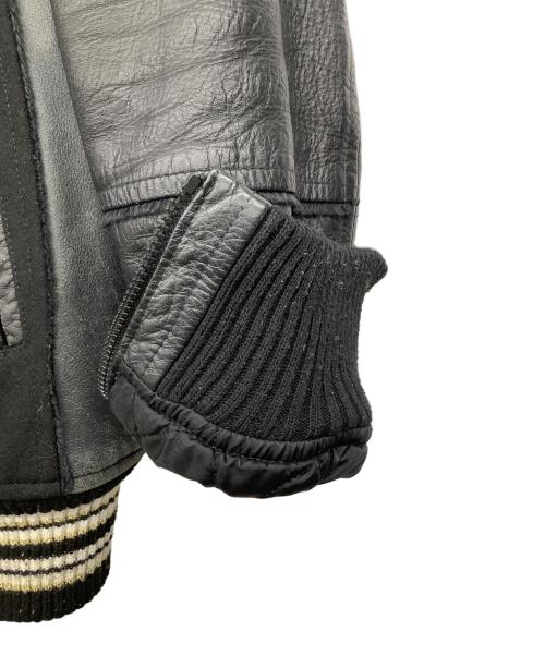 Roen（ロエン）Roen (ロエン) 袖レザースタジャン ブラック サイズ:46の古着・服飾アイテム