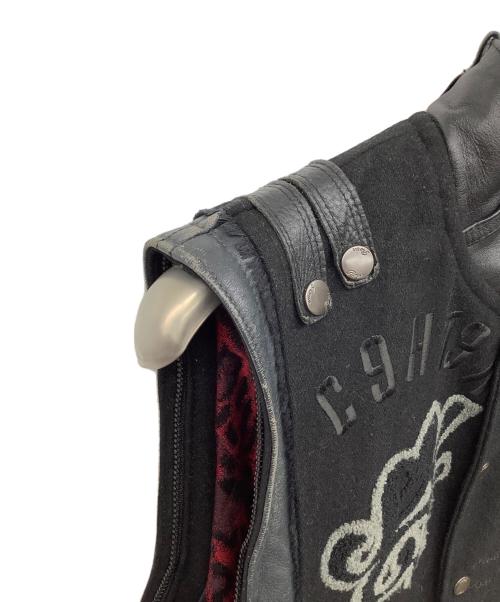 Roen（ロエン）Roen (ロエン) 袖レザースタジャン ブラック サイズ:46の古着・服飾アイテム