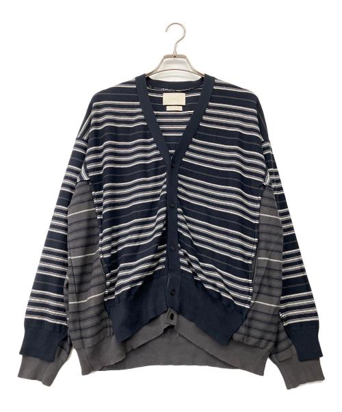 YOKE（ヨーク）YOKE (ヨーク) BORDER CONNECTING CARDIGAN ネイビー×グレー サイズ:3の古着・服飾アイテム