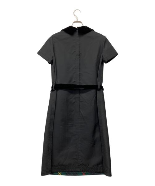 tricot COMME des GARCONS（トリココムデギャルソン）tricot COMME des GARCONS (トリココムデギャルソン) 00's ベロア丸襟ワンピース グレー×ブラック サイズ:Mの古着・服飾アイテム