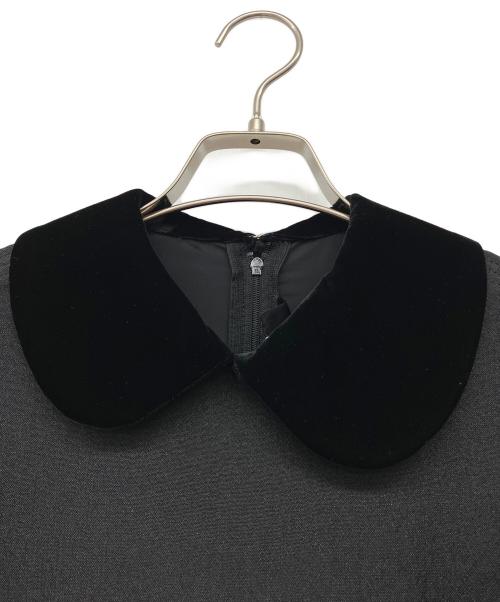 tricot COMME des GARCONS（トリココムデギャルソン）tricot COMME des GARCONS (トリココムデギャルソン) 00's ベロア丸襟ワンピース グレー×ブラック サイズ:Mの古着・服飾アイテム