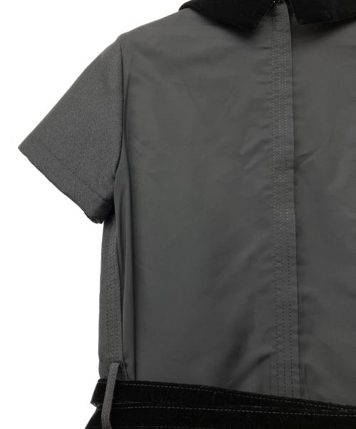 tricot COMME des GARCONS（トリココムデギャルソン）tricot COMME des GARCONS (トリココムデギャルソン) 00's ベロア丸襟ワンピース グレー×ブラック サイズ:Mの古着・服飾アイテム
