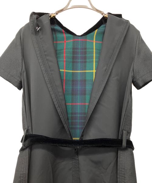 tricot COMME des GARCONS（トリココムデギャルソン）tricot COMME des GARCONS (トリココムデギャルソン) 00's ベロア丸襟ワンピース グレー×ブラック サイズ:Mの古着・服飾アイテム