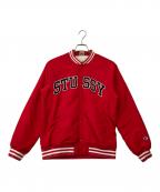 Champion×stussyチャンピオン×ステューシー）の古着「裏ボアアワードジャケット」｜レッド