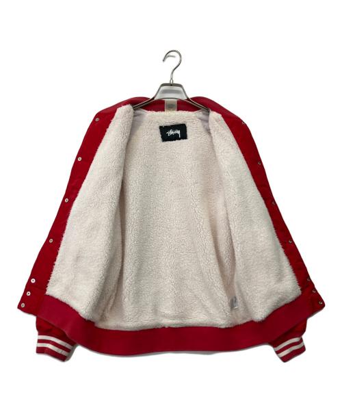 Champion（チャンピオン）Champion (チャンピオン) stussy (ステューシー) 裏ボアアワードジャケット レッド サイズ:Sの古着・服飾アイテム