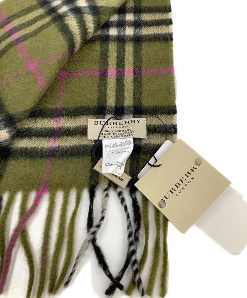 BURBERRY LONDON（バーバリーロンドン）BURBERRY LONDON (バーバリーロンドン) カシミヤマフラー オリーブ 未使用品の古着・服飾アイテム