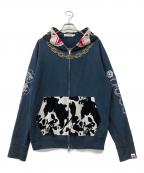 A BATHING APEアベイシングエイプ）の古着「HOLSTEIN FULL ZIP HOODIE」｜ネイビー