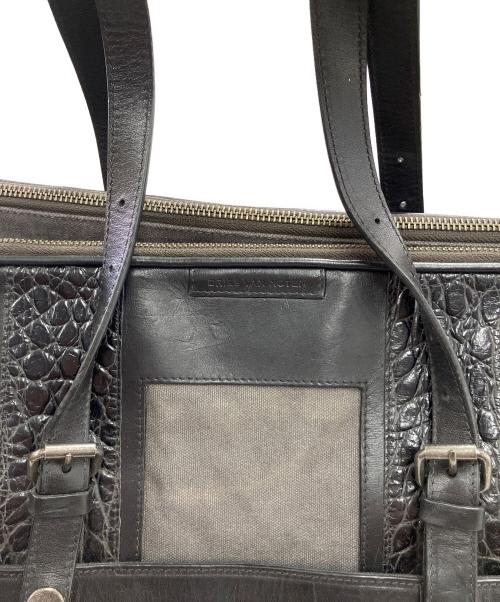 DRIES VAN NOTEN（ドリスヴァンノッテン）DRIES VAN NOTEN (ドリスヴァンノッテン) 異素材 型押しブリーフケース ネイビー×ブラックの古着・服飾アイテム