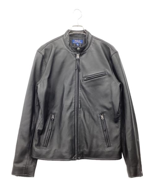 POLO RALPH LAUREN（ポロ・ラルフローレン）POLO RALPH LAUREN (ポロ・ラルフローレン) LAMBSKIN CAFE RACER JACKET ブラック サイズ:Mの古着・服飾アイテム