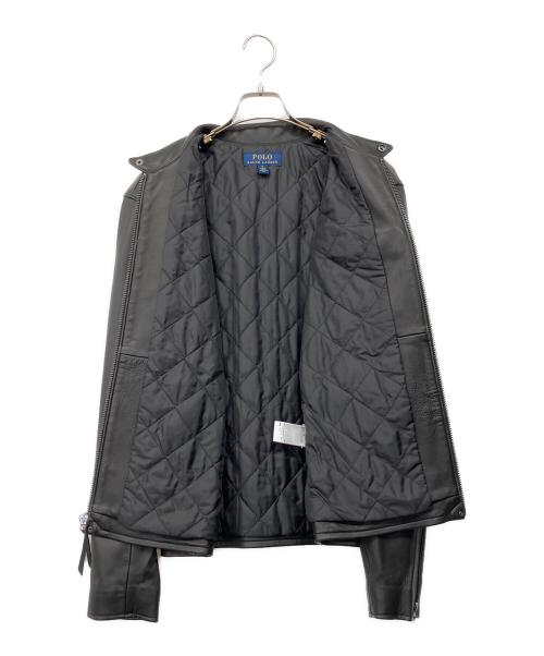 POLO RALPH LAUREN（ポロ・ラルフローレン）POLO RALPH LAUREN (ポロ・ラルフローレン) LAMBSKIN CAFE RACER JACKET ブラック サイズ:Mの古着・服飾アイテム