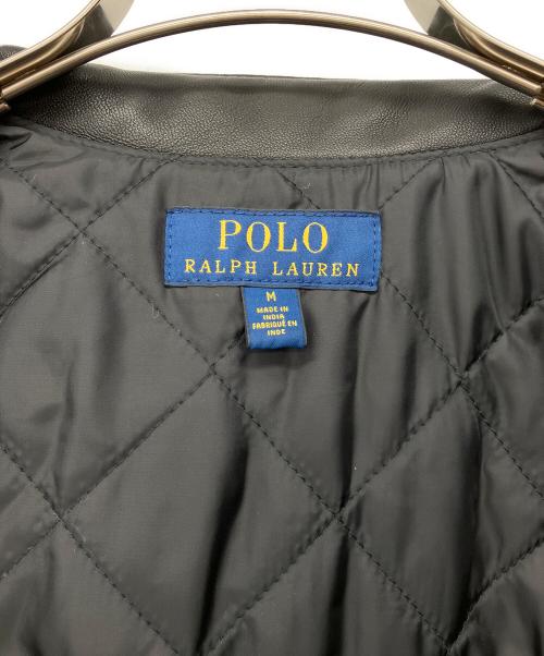 POLO RALPH LAUREN（ポロ・ラルフローレン）POLO RALPH LAUREN (ポロ・ラルフローレン) LAMBSKIN CAFE RACER JACKET ブラック サイズ:Mの古着・服飾アイテム