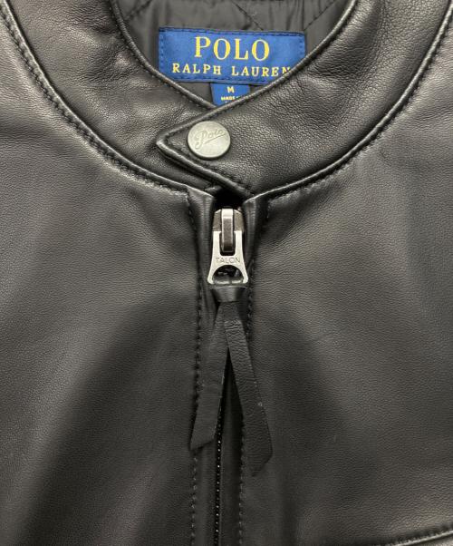 POLO RALPH LAUREN（ポロ・ラルフローレン）POLO RALPH LAUREN (ポロ・ラルフローレン) LAMBSKIN CAFE RACER JACKET ブラック サイズ:Mの古着・服飾アイテム