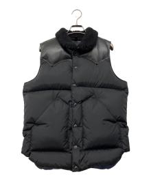 RockyMountainFeatherBed×BEAMS（ロッキーマウンテンフェザーベッド×ビームス）の古着「革切替ダウンベスト」｜ブラック