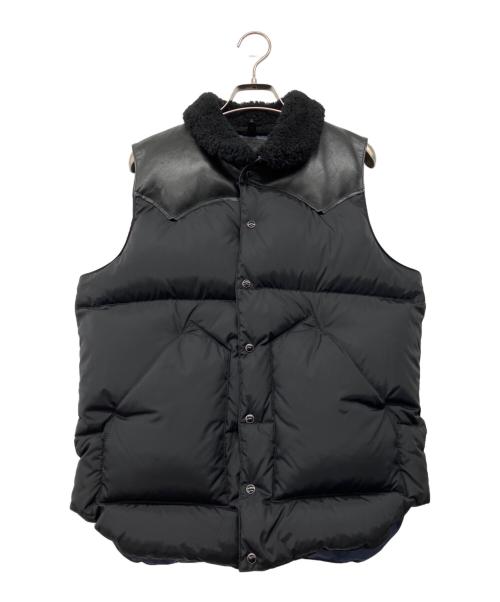 RockyMountainFeatherBed（ロッキーマウンテンフェザーベッド）RockyMountainFeatherBed (ロッキーマウンテンフェザーベッド) BEAMS (ビームス) 革切替ダウンベスト ブラック サイズ:38の古着・服飾アイテム