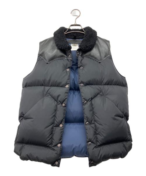 RockyMountainFeatherBed（ロッキーマウンテンフェザーベッド）RockyMountainFeatherBed (ロッキーマウンテンフェザーベッド) BEAMS (ビームス) 革切替ダウンベスト ブラック サイズ:38の古着・服飾アイテム
