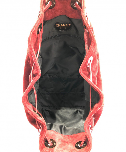 CHANEL（シャネル）CHANEL (シャネル) 巾着スウェードハンドバッグ ワインレッド サイズ:-の古着・服飾アイテム
