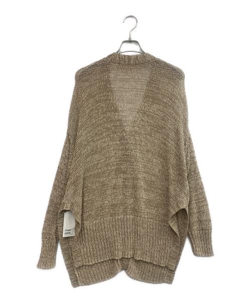 RIVE DROITE（リヴドロワ）RIVE DROITE (リヴドロワ) サイドスリット2WAY カーディガン ベージュ×ブラウン サイズ:FREEの古着・服飾アイテム