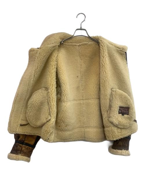 STRATH CONAR（ストラスコナー）STRATH CONAR (ストラスコナー) ムートンジャケット ブラウン×ベージュ サイズ:Mの古着・服飾アイテム