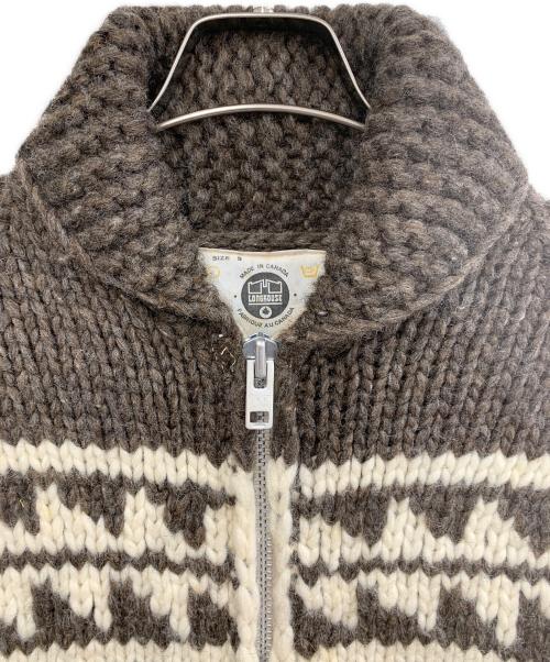 LONG HOUSE（ロングハウス）LONG HOUSE (ロングハウス) カウチンニットカーディガン ブラウン×ホワイト サイズ:Sの古着・服飾アイテム