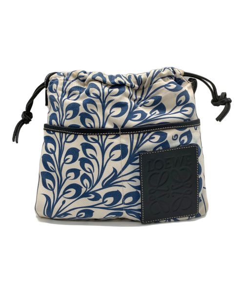 LOEWE（ロエベ）LOEWE (ロエベ) ドローストリングポーチ ベージュ×ブルーの古着・服飾アイテム