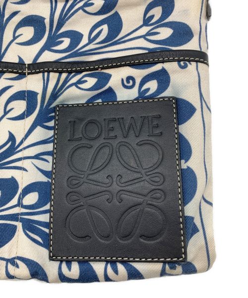 LOEWE（ロエベ）LOEWE (ロエベ) ドローストリングポーチ ベージュ×ブルーの古着・服飾アイテム