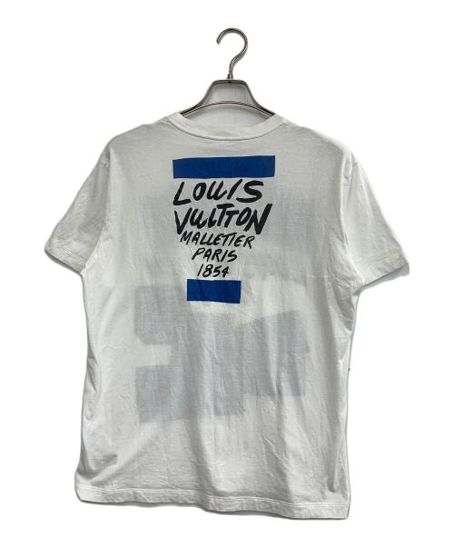 LOUIS VUITTON（ルイ ヴィトン）LOUIS VUITTON (ルイ ヴィトン) グラフィックロゴTシャツ ホワイト×ブルー サイズ:Sの古着・服飾アイテム