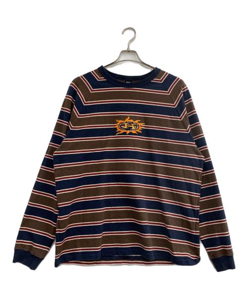HUF（ハフ）HUF (ハフ) ボーダーカットソー ネイビー×ブラウン サイズ:XXLの古着・服飾アイテム