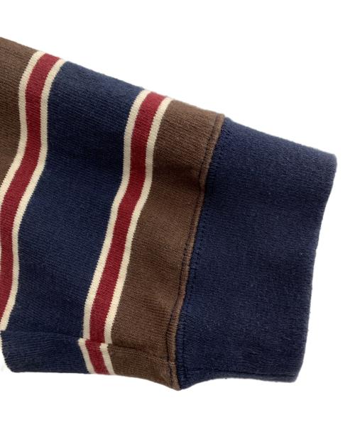 HUF（ハフ）HUF (ハフ) ボーダーカットソー ネイビー×ブラウン サイズ:XXLの古着・服飾アイテム