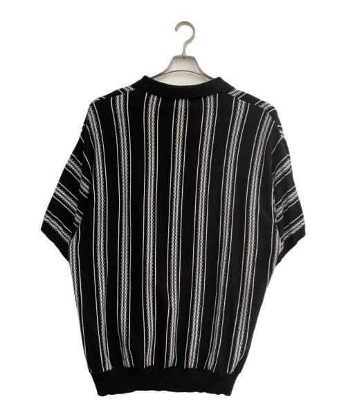 KEBOZ（ケボズ）KEBOZ (ケボズ) 半袖ニットポロシャツ ホワイト×ブラック サイズ:Lの古着・服飾アイテム