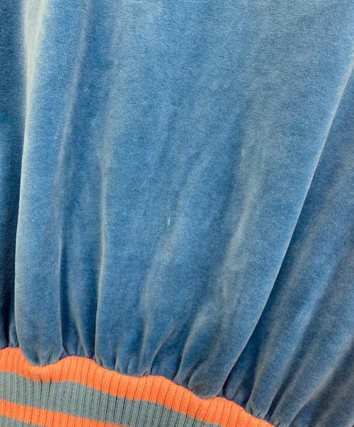 GUCCI（グッチ）GUCCI (グッチ) テニスロゴモチーフ刺繍ベロアスウェットプルオーバー ブルー×ピンク サイズ:XSの古着・服飾アイテム