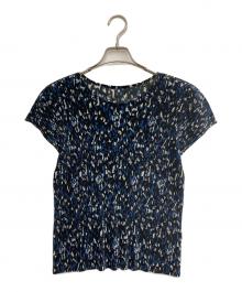 PLEATS PLEASE（プリーツプリーズ）の古着「プリーツノースリーブカットソー」｜ネイビー×ブラック