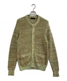 CABAN（キャバン）の古着「ミックスワッフルクルーネックカーディガン」｜ベージュ×レッド