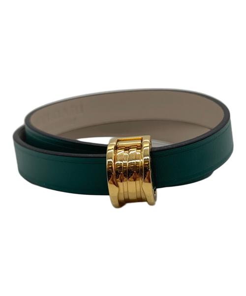 BVLGARI（ブルガリ）BVLGARI (ブルガリ) レザーバングル グリーンの古着・服飾アイテム