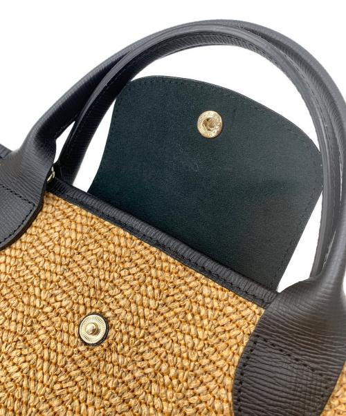 LONGCHAMP（ロンシャン）LONGCHAMP (ロンシャン) カゴハンドバッグ ナチュラル×ブラックの古着・服飾アイテム