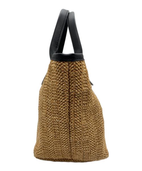 LONGCHAMP（ロンシャン）LONGCHAMP (ロンシャン) カゴハンドバッグ ナチュラル×ブラックの古着・服飾アイテム