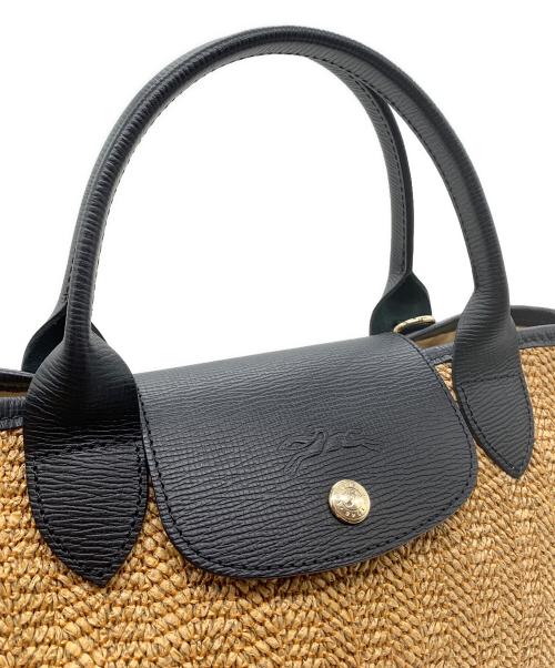 LONGCHAMP（ロンシャン）LONGCHAMP (ロンシャン) カゴハンドバッグ ナチュラル×ブラックの古着・服飾アイテム