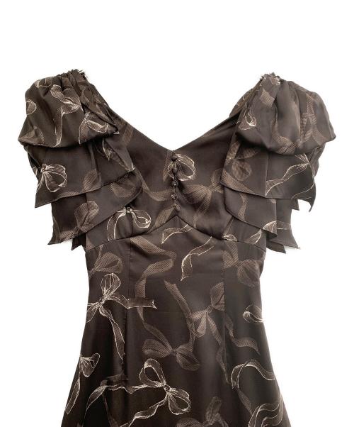 Snidel（スナイデル）Snidel (スナイデル) リボンスリーブデザインワンピース ブラウンの古着・服飾アイテム