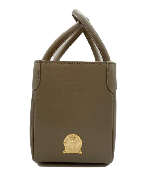 A.D.M.J.（エーディーエムジェイ）A.D.M.J. (エーディーエムジェイ) ビジューハンドバッグ ベージュ×ピンクの古着・服飾アイテム